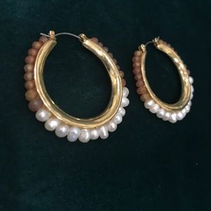 Beaded gold hoops
